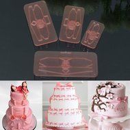 Cake &amp; Cookie Cutters 4Pcs Plastic Bow Cake Cutter Molds Icing Cookie Biscuit Fondant Embosser Craft