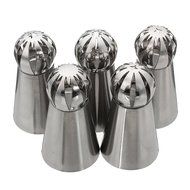 "5pcs Stainless Steel Sphere Ball Icing Piping Nozzle Cupcake Pastry Tips Decor" shopping
