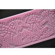 FOUR-C Cake Design Supplies Lace Silicone Mat Cake Lace Mold Color Pink N3