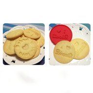 MIREN Cookie Stamp Set with Wooden Handle ,Three Different Colors and Different Interchangeable Cookie Stamps,... N5