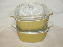 4 PIECE SET - Vintage Corning Ware Harvest Gold Covered 1 1/2 &amp; 1 3/4 Qrt Casserole Baking Dishes