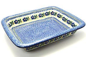 Polish Pottery Baker - Lasagna - Blue Pansy