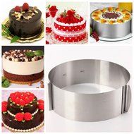 Cake &amp; Cookie Cutters 6 to12 Inch Stainless Steel Adjustable Mousse Cake Ring Baking Mold