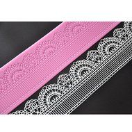 FOUR-C Cake Supplies Lace Silicone Mat Lace Mold for Cake Design Color Pink