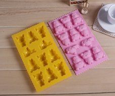 DGI MART Party Supplies 11-cavity Adorable Little Bear Shaped Ice Cake Chocolate Sugar Decorating Silicone Mini...