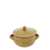 French Home 1.25-quart Saffron Yellow Stoneware Two Handle Lidded Pot