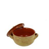 French Home 1.25-quart Saffron Yellow Stoneware Two Handle Lidded Pot N2