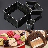 3Pcs Square Cookie Cutters Biscuit Cake Stainless Steel Mold