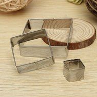 3Pcs Square Cookie Cutters Biscuit Cake Stainless Steel Mold N3