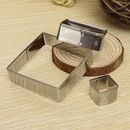 3Pcs Square Cookie Cutters Biscuit Cake Stainless Steel Mold N4