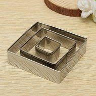 3Pcs Square Cookie Cutters Biscuit Cake Stainless Steel Mold N6