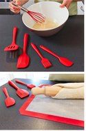 5PCS Kitchen Cooking Kit Utensil-1PCS Egg-beater+1PCS Brush+2PCS Spatulas+1PCS Drain Spade N2