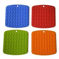 SelfTek 4Pcs Silicone Mats Waterproof Anti-skid Multi-purpose Silicone Pot Holder