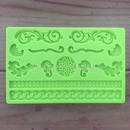 Green Floral Silicone Embossing Mold Gum Paste Fondant Cake Lace Decorating Sugar Craft Mat