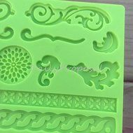 Green Floral Silicone Embossing Mold Gum Paste Fondant Cake Lace Decorating Sugar Craft Mat N2