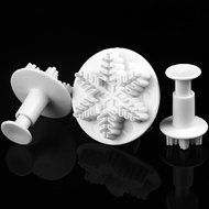 DUFUSTORE 3 Pcs Snowflake Fondant Cake Decorating Plunger Sugarcraft Cutter Mold N5