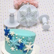 DUFUSTORE 3 Pcs Snowflake Fondant Cake Decorating Plunger Sugarcraft Cutter Mold N7
