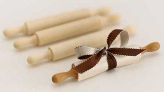 Package of 25 Unfinished Wood Miniature Rolling Pin Ornaments for Favors, Crafting and Creating N2