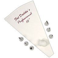 Fat Daddio's 8 pc Cake Decorating Set 6 Tips 10" Bag and Coupler