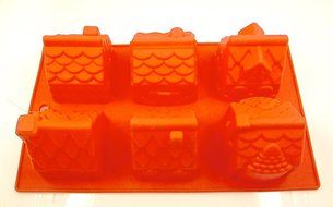 Holiday Time Village Cake Mold,silicone,6 Cavity