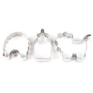 3Pcs Baby Carriage Milk Bottle Apron Stainless Steel 430 Biscuit Pastry Fondant Fruits Cake Cookie Cutter Mold