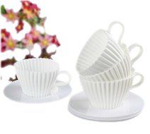 OUMOSI 4PCS/set Silicone Cupcake Cups with Saucers Multifunction Cake Molds Cups Muffin Cups Cake Decorating Baking... N2