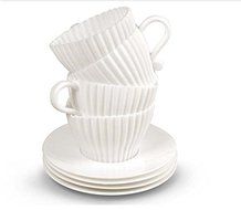 OUMOSI 4PCS/set Silicone Cupcake Cups with Saucers Multifunction Cake Molds Cups Muffin Cups Cake Decorating Baking... N4