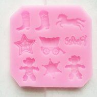 Allforhome(TM) 9 cavity the Wild West Cowboy theme Silicone Candy Mold Fondant and Gum Paste Mould Food Grade...