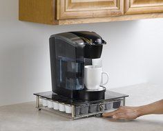 NIFTY 6475 Keurig Brewed Glass Top Storage Drawer, Chrome N3