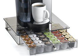 NIFTY 6475 Keurig Brewed Glass Top Storage Drawer, Chrome N5