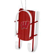 NCAA Wisconsin Badgers Plastic Christmas Ball Ornament 5 Pack Sled Team Shoe Bundle 3 Pack By Forever Collectibles... N2
