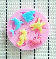 2014 NEW Marine Animals Silicone Mold,fondant Cake Decorating Tools,molde De Silicone,silicone Cake Mold
