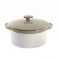 BergHOFF Eclipse Round Covered Casserole, White/Tan