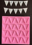 BleuMoo Letter Flag Lace Silicone Mold Cake Decorating Baking Chocolate Mould N5