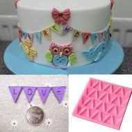 BleuMoo Letter Flag Lace Silicone Mold Cake Decorating Baking Chocolate Mould N7
