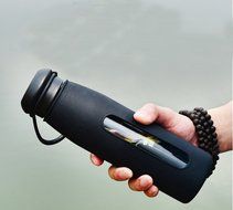 XDOBO 22Oz Pure BPA-Free Glass Water Bottle With Lid (black)
