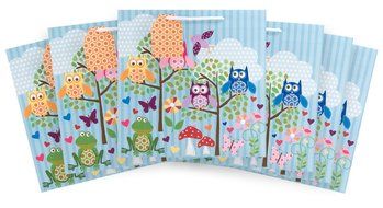 The Gift Wrap Company Square Gift Bags (Set of 6), What a Hoot, Large, Multicolor