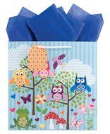 The Gift Wrap Company Square Gift Bags (Set of 6), What a Hoot, Large, Multicolor N2