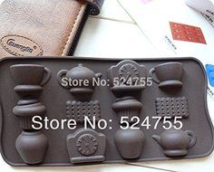 New 12 Holes Tea Cup Clock Teapot Diy Silicone Cake Mold Ice Chocolate Decorating Mould Kitchen Cooking Tools N2
