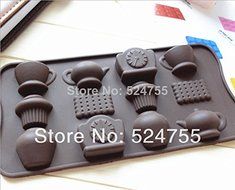 New 12 Holes Tea Cup Clock Teapot Diy Silicone Cake Mold Ice Chocolate Decorating Mould Kitchen Cooking Tools N3