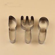 Spoon Fork Knife Shape Cookie Cutter Cutlery Pastry Mold Stainless Steel 3Pcs N3