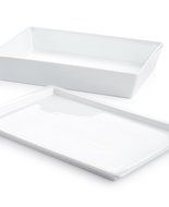 Bakeware Set 2-Piece Includes Baker and Platter Made of Porcelain, Microwave Safe, White, Great for any Baking... N2