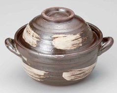 Karatsu Brush for 1-2 persons 7.1inch Donabe Japanese Hot pot Brown Ceramic Made in Japan