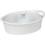 Non-porous 2.5-Quart Oval Casserole with Glass Cover , French White