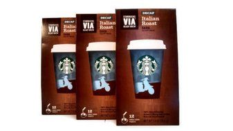 Starbucks VIA Ready Brew DECAF Italian Roast Coffee (3 Pack/Boxes) Total of 36 Packets