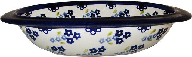 Boleslawiec Stoneware - Polish Pottery Oval Baking Dish - Forget-Me-Not N5