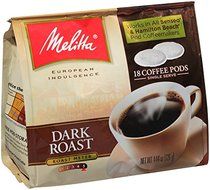 Melitta Coffee Pods for Senseo and Hamilton Beach Pod Brewers, Dark Roast, 4.44 Ounce