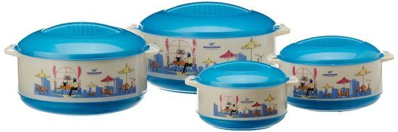 Princeware Elite Plastic Casserole Set, 4-Pieces, Blue