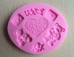 HSE New Arrival Valentine bear lover heart silicone fondant cake molds soap chocolate mould for the kitchen baking