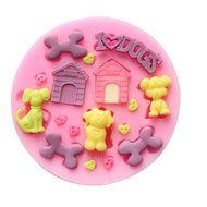 Baking Molds DOG DOGHOUSE BONE Silicone Mold Fondant Molds Sugar Craft Tools Chocolate Mould For Cakes
